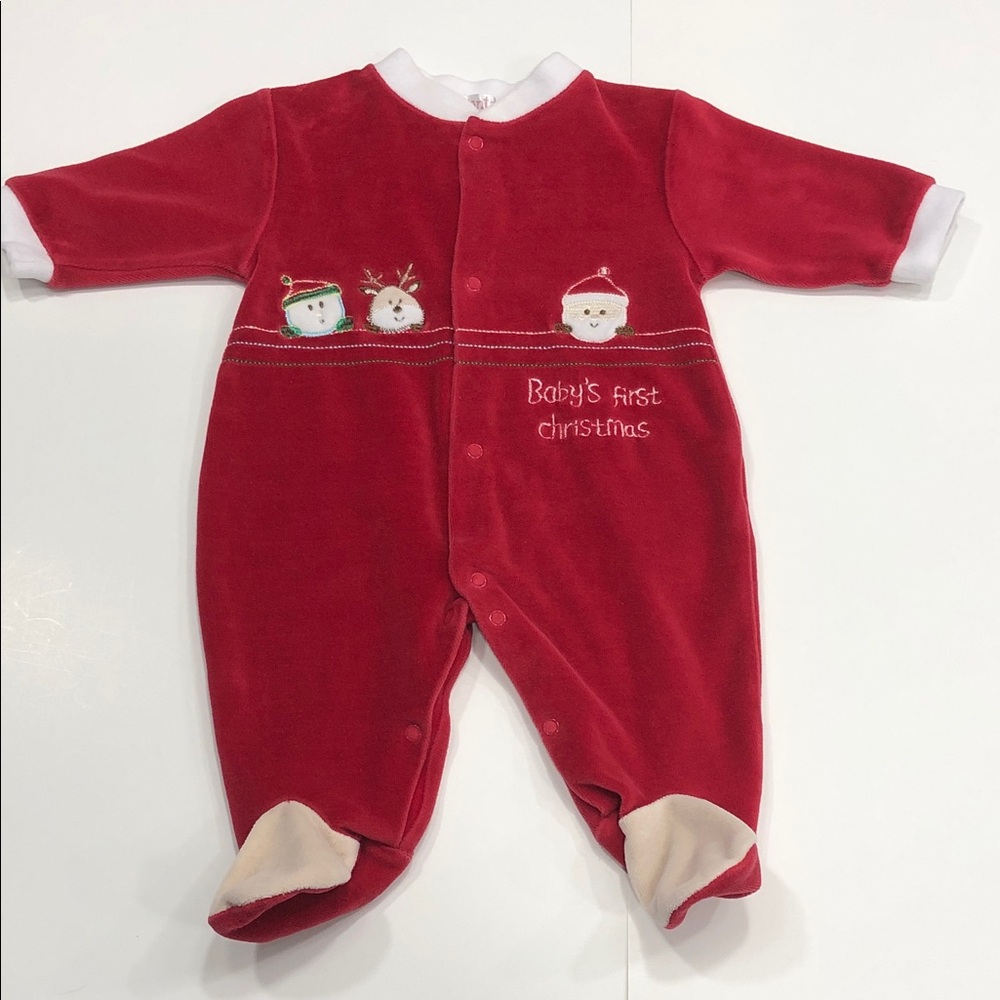 🎅🏼🎄Baby’s First Christmas Footed One-Piece Pyjama – Size 0–3 Months